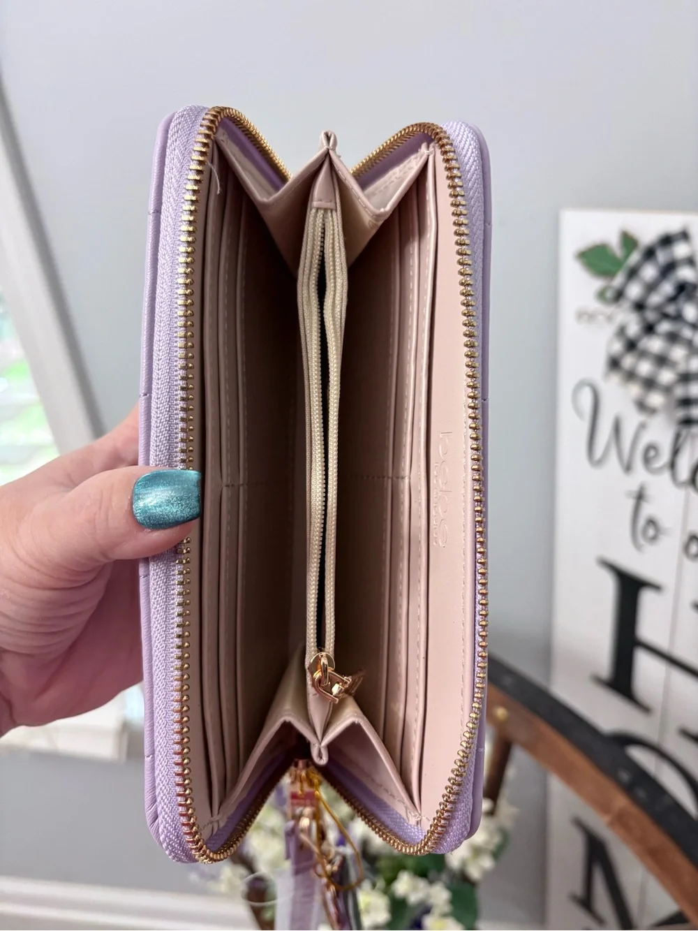 💜 bebe Quilted Lilac Zip-Around Wallet with card holder and wristlet NWT